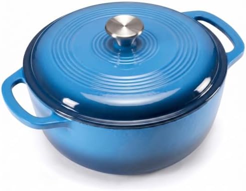 Sweetcrispy 6 Qt Enameled Cast Iron Dutch Oven Pot with Lid, Blue