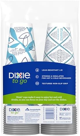 Dixie To Go Disposable Coffee Cups With Lids, 12 oz Paper Cups, 156 Ct