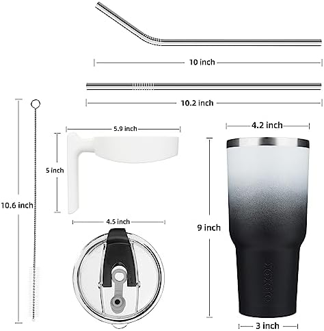 BJPKPK 40 oz Tumbler with Handle & Straw, Insulated Stainless Steel Mug