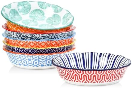 Selamica Ceramic Mini Pie Pans, 6 Inch Pie Dish for Baking, Small Pie Plate with Fluted Edge for Dessert Apple Pie, Oven Safe, Set of 6, Assorted Colors
