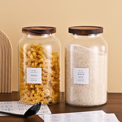 2 Pack Large Glass Storage Jars with Airtight Bamboo Lids, 95 FL OZ/2800 ml, Perfect for Kitchen Counter & Pantry Storage – Ideal for Flour, Sugar, Coffee, Rice, Nuts and More，