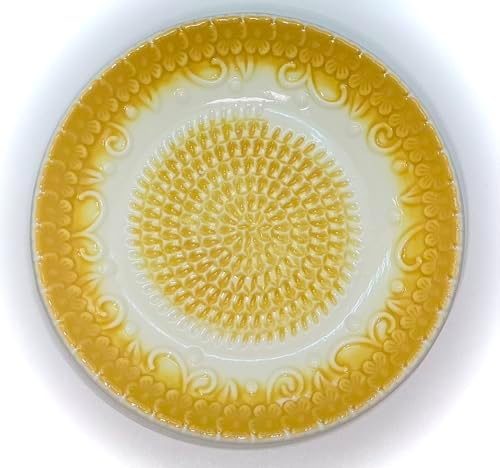 BonCera, Premium Ceramic Garlic Grater Plate Set - Yellow Embossed