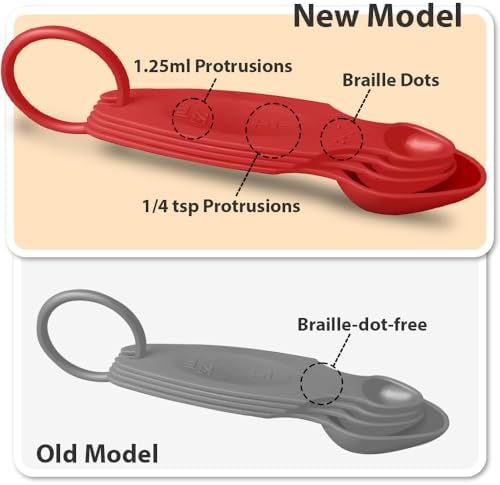 Braille Measuring Spoon & Cup Set - 4-Piece Nesting Spoons