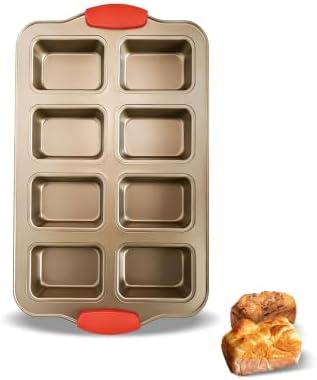 Mini Loaf Pans 8 Cavity Loaf Baking Pans With Silicone Handle Gold