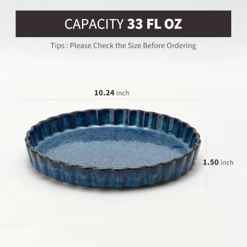 Ceramic Pie Pan for Baking[10 inch],NonStick Ceramic Quiche Baking Dish