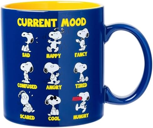 Silver Buffalo Peanuts Snoopy Current Mood Emotions, Ceramic Mug, 20oz