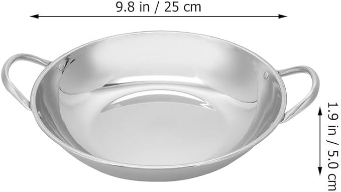 Double Handle Flat-Bottom Cooking Wok Pan 9.84 Inch Heat-Resistant Non-Slip Dry Pot for Gas and Electric Stove Use Versatile Kitchen Cookware
