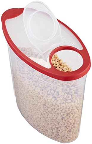 Rubbermaid Flex and Seal Cereal Keeper, 1.5 Gallon, BPA-Free, Clear with Red Lid, Airtight