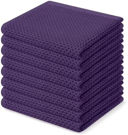 Homaxy 100% Cotton Waffle Weave Kitchen Dish Cloths 8-Pack, Eggplant