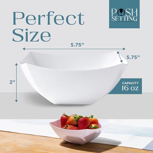 4 Pack Disposable White Plastic Serving Bowls Square Party Candy Use 16oz
