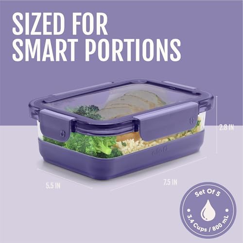 Ello Duraglass Refresh 3.4 Cup Meal Prep Containers, 10 Pc, Everest