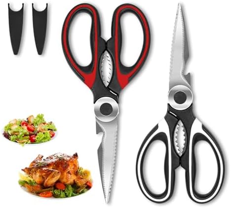 SZHLUX 2-Pack Kitchen Scissors Heavy Duty, Premium Sharp Kitchen Shears for Food, Fish, Meat, Bones, Poultry and Vegetables with Strong Stainless Steel Blades Multi Purpose Cooking Scissors