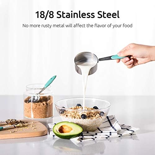 U-Taste Measuring Cups Spoons Set, 18/8 Stainless Steel, 10Pcs, Aqua Sky
