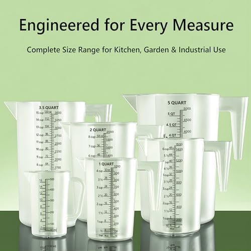 Plastic Measuring Cup with Handle, Pool Chemical Measuring Cup, Plastic Measuring Pitcher for Liquid Mixing, Pouring, Lawn Care, Pet Food, Motor Oil, Laboratory and More (32, Fluid Ounces, 1000ml)