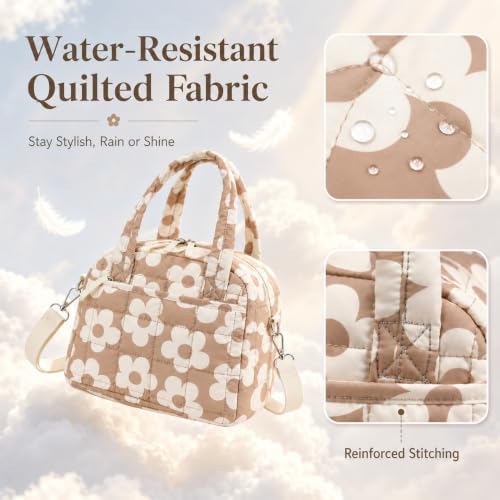 BTOOP Lunch Box for Women, Quilted Insulated Lunch Bag with Shoulder Strap