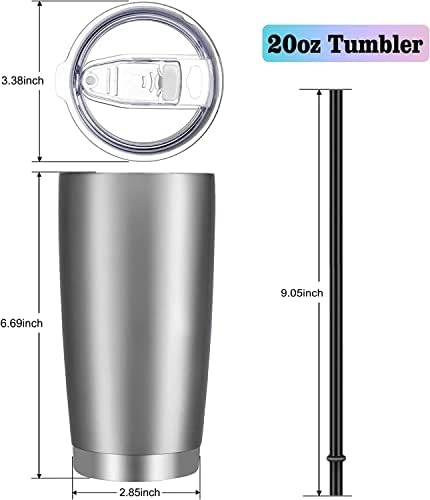 VEGOND 20oz Tumbler with Lid and Straw Stainless Steel Tumbler Cup Bulk Vacuum Insulated Double Wall Travel Coffee Mug Powder Coated Coffee Cup, Stainless, 12 Pack