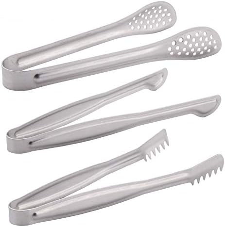HINMAY Small Serving Tongs Set 6" Stainless Steel Mini Tongs, Set of 6