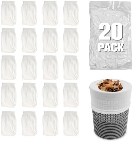 TidyMister 20-Pack Pool Skimmer Socks, Reusable Fine Mesh Basket Filters
