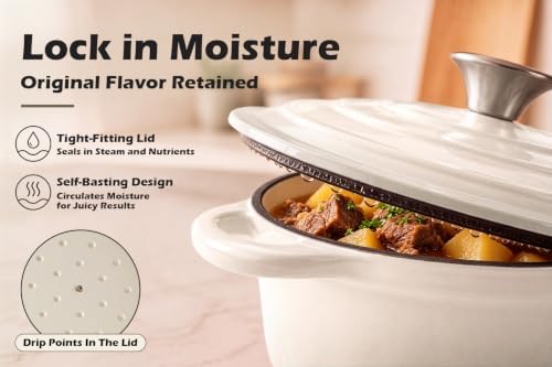 Leonyo 2Quart Small Enameled Cast Iron Dutch Oven with Lid,Light Sandalwood