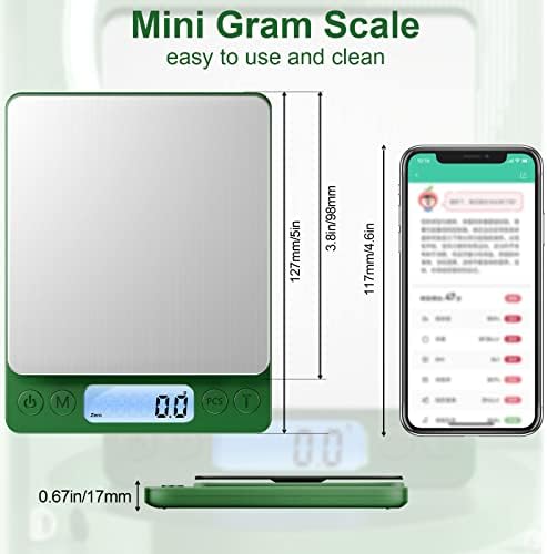 Digital Food Scale for Food Ounces and Grams，YONCON 3000g/0.1gram Accuracy Multifunctional Kitchen Scale for Cooking, Baking | Small Size for Easy Storage | Tare Function