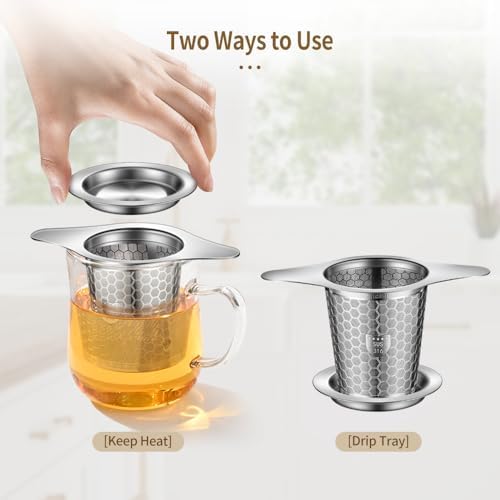 Tea Infuser for Loose Leaf Tea, BOMANSI BOMS 316 Stainless Steel Tea Infuser with Handles, Extra Fine Mesh Tea Strainers Filter Fine Tea Leaves, Fits Tea Pots, Mugs, 1 Pack