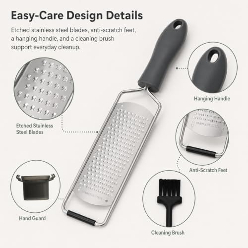 Stainless Steel Cheese Grater Set, Set of 5 Kitchen Grater & Peeler & Slicer, Multi-Purpose Kitchen Zester Grater for Cheese Garlic Nutmeg Vegetables