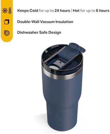 RTIC 20oz Essential Tumbler with Lid, Ceramic Lined, Navy