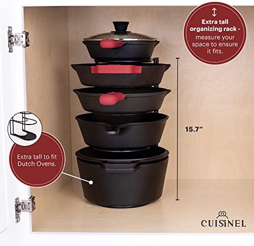 Cuisinel Pots and Pans Organizer for Cast Iron, 15" Skillet Rack, 2 Pack