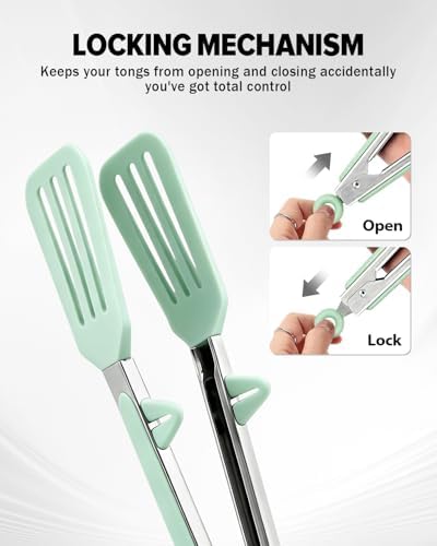 Kitchen Tongs for Cooking, Stainless Steel, Non Scratch Silicone Tip,3 Pack