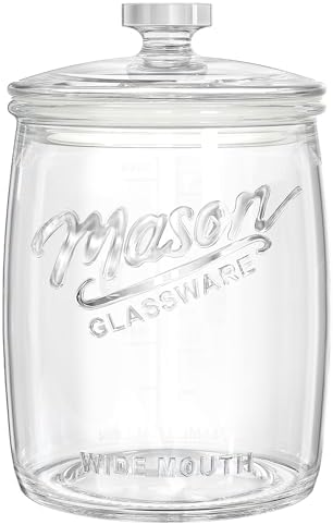 Folinstall 1 Gallon Glass Cookie Jar with Airtight Lid, Wide Mouth Canister