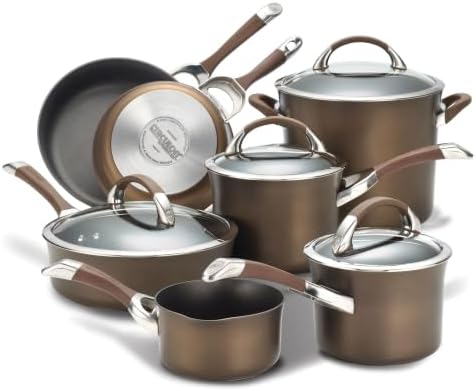 Circulon Symmetry Non Stick Pots and Pans Set, 11-Piece, Chocolate