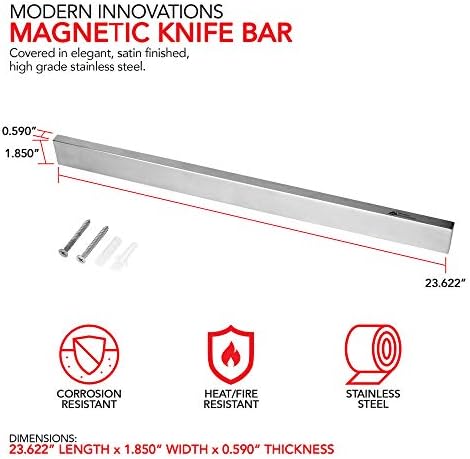 Modern Innovations Magnetic Knife Holder for Wall and Fridge - 24" Knife Magnetic Strip, Magnet Kitchen Knife Holder and Rack, Stainless Steel Magnetic Knife Bar for Kitchen Utensils