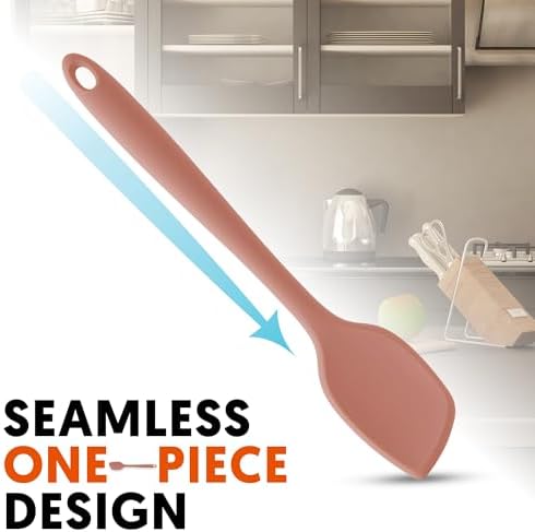 Platinum Silicone Spatula – BPA Free Silicone Spatula for Cooking – Heat Resistant Cooking Utensils for Non Stick Pans – One-Piece Spoonula for Baking, Mixing & More – Kitchen Scraper 9.3” Dry Rose