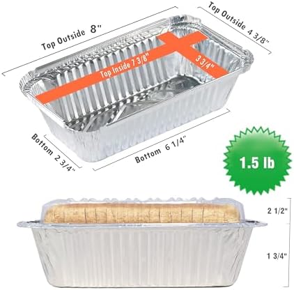 1.5lb Disposable Bread Pans with Lids, 30 Pack