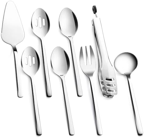 KINGSTONE 8 piece Large Hostess Serving Utensils Set,18/10 Stainless Steel