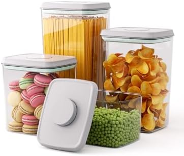 Airtight Food Storage Containers, 4-Piece Set, 1.3-3.5 Qt, Pop-Top Lids