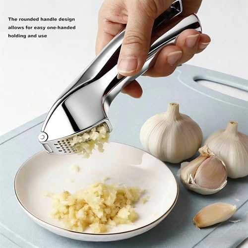 Stainless Steel Garlic Press Set Peeler & Cleaning Brush