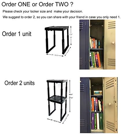 Locker Organizer Shelf， Adjustable Width and Height, Ideal Locker for School, Office, and Gym Lockers (Black)