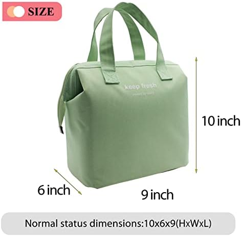 Mziart Insulated Lunch Bag Simple Cute Lunch Box for Women Men, Light Green