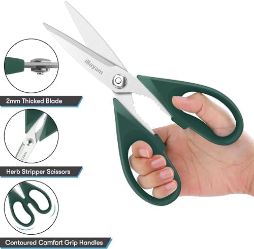 iBayam 2-Pack 8.5" Kitchen Shears, Heavy Duty, Cut Meat, Poultry, Herbs