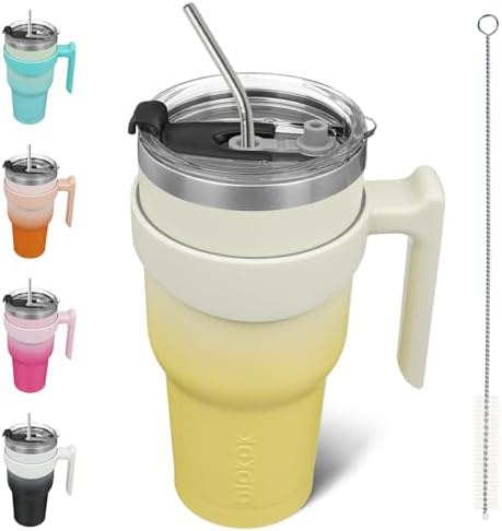 BJPKPK 40 oz Tumbler with Handle & Straw, Insulated Stainless Steel Mug