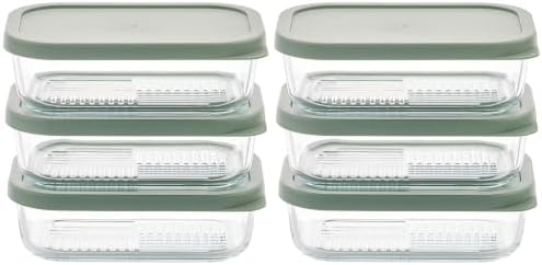 DURA LIVING Glass Food Storage Containers with Lids — 12 Piece — 17.6 oz Glass with BPA-Free Leak Resistant Stackable Lids — Microwave, Oven & Dishwasher Safe — Ideal for Meal Prep & More - Soft Sage