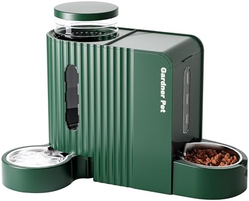 Gravity Automatic Cat Feeder, Water & Food Dispenser Set, Stainless Bowls