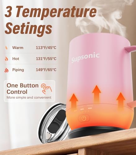 Supsonic - 16oz Self Heating Coffee Mug, Smart Heated Coffee Mug Faster Direct-Contact Heating Up to 149°F, Coffee Mug Warmer Set with Auto Shut-Off - Gifts for Men Women | S2