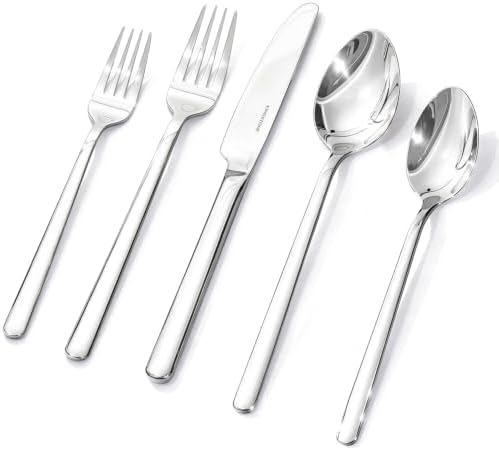 KINGSTONE 40 Piece Silverware Set, Flatware Set for 8, 18/10 Stainless Steel Cutlery Set Mirror Polished Modern Design Dishwasher Safe