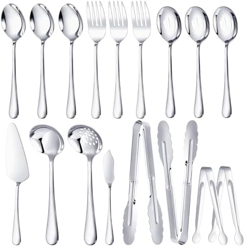 Mwellewm 17 Silver Serving Utensils,Stainless Steel Heavy Duty Serving Set