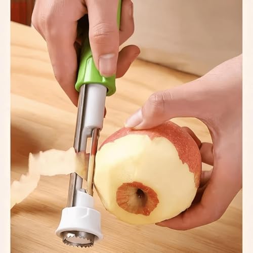 2 in 1 Stainless Steel Apple Corer Peeler Kitchen Gadget (Green)