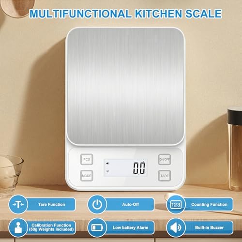 22lb Rechargeable Stainless Steel Scale, Diyife Large Kitchen Food Scale