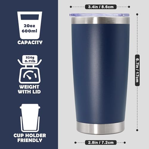 20oz Tumbler Stainless Steel Tumbler Coffee Tumbler with Lid Navy, 4P