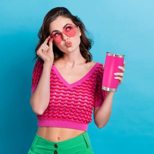 20 oz Tumbler Insulated Tumblers Stainless Steel Coffee Mug,Hot Pink 12PCS